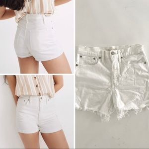 27 High Rise Denim Shorts in Tile White